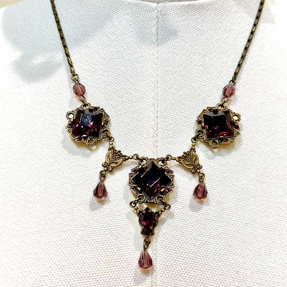 Sweet Romance Vintage Y2K Purple and Gold Necklace - Picture 3 of 8